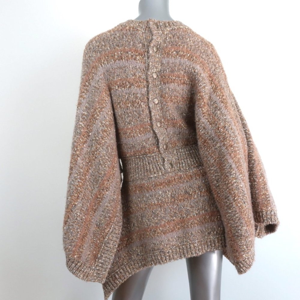 CHANEL F/W 2018 STRIPED KNIT TUNIC DRESS BEIGE/GOLD SIZE 36 KIMONO SLEEVE MINI - Picture 5 of 10
